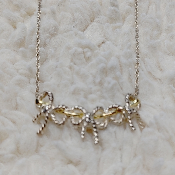 Tiffany & Co. Triple Bows Silver & 18k Gold Necklace - Picture 7 of 14